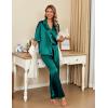 Ekouaer Silk Satin Pajamas Set Women Short Sleeve Pj Sets Button Down Sleepwear 2 Piece Soft Loungewear S-XXL(Blue Green)