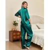 Ekouaer Silk Satin Pajamas Set Women Short Sleeve Pj Sets Button Down Sleepwear 2 Piece Soft Loungewear S-XXL(Blue Green)