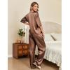 Ekouaer Silk Satin Pajamas Set Women Short Sleeve Pj Sets Button Down Sleepwear 2 Piece Soft Loungewear S-XXL(Brown)