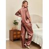 Ekouaer Silk Satin Pajamas Set Women Short Sleeve Pj Sets Button Down Sleepwear 2 Piece Soft Loungewear S-XXL(Caramel)