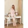 Ekouaer Silk Satin Pajamas Set Women Short Sleeve Pj Sets Button Down Sleepwear 2 Piece Soft Loungewear S-XXL(Champagne)