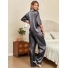 Ekouaer Silk Satin Pajamas Set Women Short Sleeve Pj Sets Button Down Sleepwear 2 Piece Soft Loungewear S-XXL(Gray)