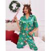 Ekouaer Silk Satin Pajamas Set Women Short Sleeve Pj Sets Button Down Sleepwear 2 Piece Soft Loungewear S-XXL(Green Fairy)