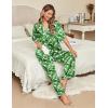 Ekouaer Silk Satin Pajamas Set Women Short Sleeve Pj Sets Button Down Sleepwear 2 Piece Soft Loungewear S-XXL(Green Leaves)