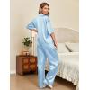 Ekouaer Silk Satin Pajamas Set Women Short Sleeve Pj Sets Button Down Sleepwear 2 Piece Soft Loungewear S-XXL(Light Blue)