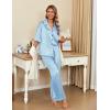 Ekouaer Silk Satin Pajamas Set Women Short Sleeve Pj Sets Button Down Sleepwear 2 Piece Soft Loungewear S-XXL(Light Blue)