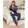 Ekouaer Silk Satin Pajamas Set Women Short Sleeve Pj Sets Button Down Sleepwear 2 Piece Soft Loungewear S-XXL(Navy Martini)