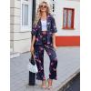 Ekouaer Silk Satin Pajamas Set Women Short Sleeve Pj Sets Button Down Sleepwear 2 Piece Soft Loungewear S-XXL(Navy Martini)