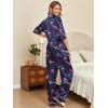 Ekouaer Silk Satin Pajamas Set Women Short Sleeve Pj Sets Button Down Sleepwear 2 Piece Soft Loungewear S-XXL(Navy Martini)