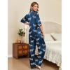 Ekouaer Silk Satin Pajamas Set Women Short Sleeve Pj Sets Button Down Sleepwear 2 Piece Soft Loungewear S-XXL(Navy Zebra)