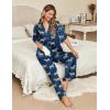 Ekouaer Silk Satin Pajamas Set Women Short Sleeve Pj Sets Button Down Sleepwear 2 Piece Soft Loungewear S-XXL(Navy Zebra)