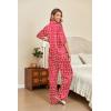 Ekouaer Silk Satin Pajamas Set Women Short Sleeve Pj Sets Button Down Sleepwear 2 Piece Soft Loungewear S-XXL(Red Heart)