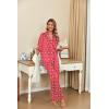 Ekouaer Silk Satin Pajamas Set Women Short Sleeve Pj Sets Button Down Sleepwear 2 Piece Soft Loungewear S-XXL(Red Heart)
