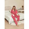 Ekouaer Silk Satin Pajamas Set Women Short Sleeve Pj Sets Button Down Sleepwear 2 Piece Soft Loungewear S-XXL(Red Heart)