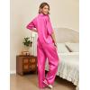 Ekouaer Silk Satin Pajamas Set Women Short Sleeve Pj Sets Button Down Sleepwear 2 Piece Soft Loungewear S-XXL(Rose Red)