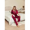 Ekouaer Silk Satin Pajamas Set Women Short Sleeve Pj Sets Button Down Sleepwear 2 Piece Soft Loungewear S-XXL(Wine Red)