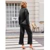 Ekouaer Silk Satin Pajamas Set Womens Long Sleepwear Button Down 2 Piece Classic Soft Loungewear Pjs Set(Black)