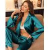 Ekouaer Silk Satin Pajamas Set Womens Long Sleepwear Button Down 2 Piece Classic Soft Loungewear Pjs Set(Blue Green)