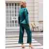 Ekouaer Silk Satin Pajamas Set Womens Long Sleepwear Button Down 2 Piece Classic Soft Loungewear Pjs Set(Blue Green)