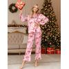 Ekouaer Silk Satin Pajamas Set Womens Long Sleepwear Button Down 2 Piece Classic Soft Loungewear Pjs Set(Bow)