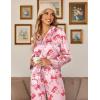 Ekouaer Silk Satin Pajamas Set Womens Long Sleepwear Button Down 2 Piece Classic Soft Loungewear Pjs Set(Bow)