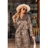 Ekouaer Silk Satin Pajamas Set Womens Long Sleepwear Button Down 2 Piece Classic Soft Loungewear Pjs Set(Brown Leopard)