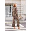 Ekouaer Silk Satin Pajamas Set Womens Long Sleepwear Button Down 2 Piece Classic Soft Loungewear Pjs Set(Brown Leopard)