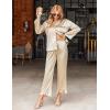 Ekouaer Silk Satin Pajamas Set Womens Long Sleepwear Button Down 2 Piece Classic Soft Loungewear Pjs Set(Champagne)