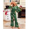 Ekouaer Silk Satin Pajamas Set Womens Long Sleepwear Button Down 2 Piece Classic Soft Loungewear Pjs Set(Christmas Green)