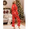 Ekouaer Silk Satin Pajamas Set Womens Long Sleepwear Button Down 2 Piece Classic Soft Loungewear Pjs Set(Christmas Red)