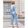 Ekouaer Silk Satin Pajamas Set Womens Long Sleepwear Button Down 2 Piece Classic Soft Loungewear Pjs Set(Clear Blue)