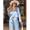 Ekouaer Silk Satin Pajamas Set Womens Long Sleepwear Button Down 2 Piece Classic Soft Loungewear Pjs Set(Clear Blue)