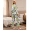 Ekouaer Silk Satin Pajamas Set Womens Long Sleepwear Button Down 2 Piece Classic Soft Loungewear Pjs Set(Floral)