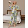 Ekouaer Silk Satin Pajamas Set Womens Long Sleepwear Button Down 2 Piece Classic Soft Loungewear Pjs Set(Floral)