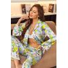 Ekouaer Silk Satin Pajamas Set Womens Long Sleepwear Button Down 2 Piece Classic Soft Loungewear Pjs Set(Floral)