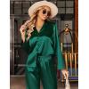Ekouaer Silk Satin Pajamas Set Womens Long Sleepwear Button Down 2 Piece Classic Soft Loungewear Pjs Set(Green)