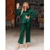 Ekouaer Silk Satin Pajamas Set Womens Long Sleepwear Button Down 2 Piece Classic Soft Loungewear Pjs Set(Green)