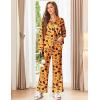 Ekouaer Silk Satin Pajamas Set Womens Long Sleepwear Button Down 2 Piece Classic Soft Loungewear Pjs Set(Halloween)