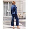 Ekouaer Silk Satin Pajamas Set Womens Long Sleepwear Button Down 2 Piece Classic Soft Loungewear Pjs Set(Navy Blue)
