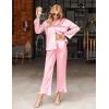 Ekouaer Silk Satin Pajamas Set Womens Long Sleepwear Button Down 2 Piece Classic Soft Loungewear Pjs Set(Pink)