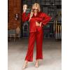 Ekouaer Silk Satin Pajamas Set Womens Long Sleepwear Button Down 2 Piece Classic Soft Loungewear Pjs Set(Red)