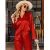 Ekouaer Silk Satin Pajamas Set Womens Long Sleepwear Button Down 2 Piece Classic Soft Loungewear Pjs Set(Red)