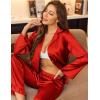Ekouaer Silk Satin Pajamas Set Womens Long Sleepwear Button Down 2 Piece Classic Soft Loungewear Pjs Set(Red)