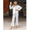 Ekouaer Silk Satin Pajamas Set Womens Long Sleepwear Button Down 2 Piece Classic Soft Loungewear Pjs Set(White)