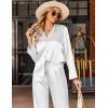 Ekouaer Silk Satin Pajamas Set Womens Long Sleepwear Button Down 2 Piece Classic Soft Loungewear Pjs Set(White)