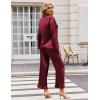 Ekouaer Silk Satin Pajamas Set Womens Long Sleepwear Button Down 2 Piece Classic Soft Loungewear Pjs Set(Wine Red)