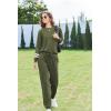Ekouaer Sweatsuits Womens Loungewear Set Tracksuit Long Sleeve Pajamas Set with Pockets 2 Piece Outfits Lounge Sets(Army Green)