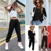 Ekouaer Sweatsuits Womens Loungewear Set Tracksuit Long Sleeve Pajamas Set with Pockets 2 Piece Outfits Lounge Sets(Black)