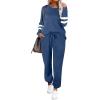 Ekouaer Sweatsuits Womens Loungewear Set Tracksuit Long Sleeve Pajamas Set with Pockets 2 Piece Outfits Lounge Sets(Blue)