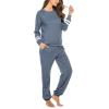 Ekouaer Sweatsuits Womens Loungewear Set Tracksuit Long Sleeve Pajamas Set with Pockets 2 Piece Outfits Lounge Sets(Blue Purple)